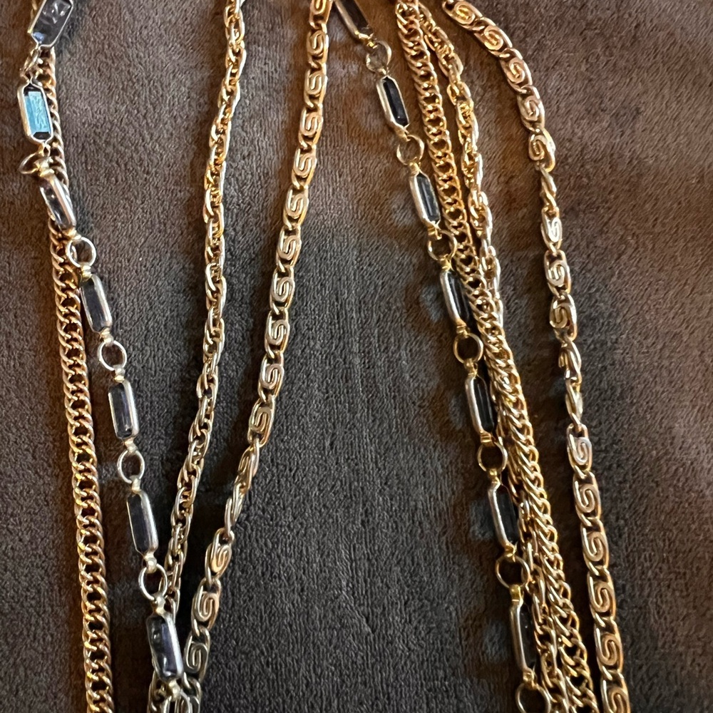 Multi-Chain Gold And Silver Statement Necklace - image 5